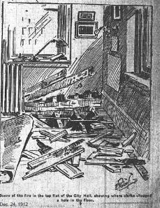 Dec. 24, 1912 Scene of fire top flat City Hall