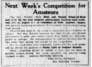 Star Weekly Amateur Photo Competition Pretty Girls at Summer Resorts, Star Weekly, July 26, 1913 page detail